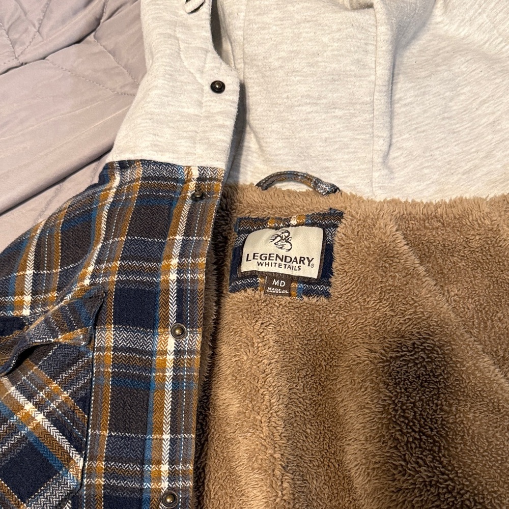 Legendary Whitetails Blue and Brown Plaid Jacket with Sherpa Lining